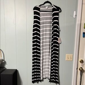 LuLaRoe Black and White Striped Vest